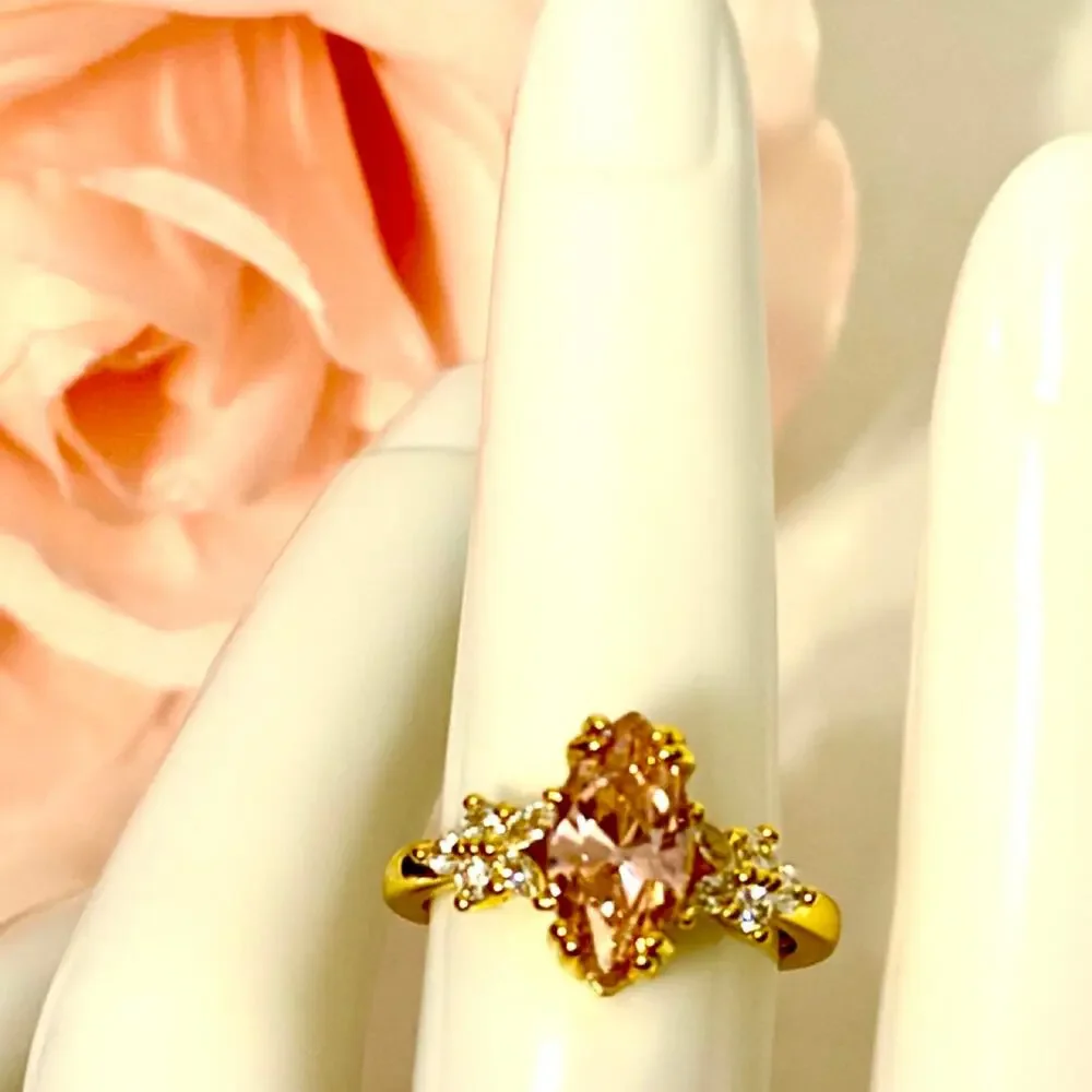 18k gold plated ring with Pink CZ stone